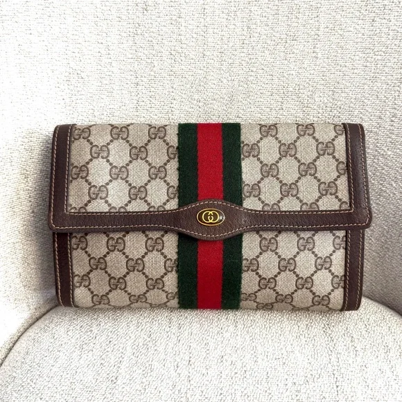 Authentic Gucci clutch converted into a crossbody bag brown monogram canvas - Picture 6 of 16